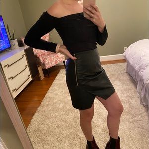 H&M Black Leather Skirt with Zipper